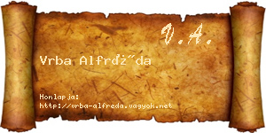 Vrba Alfréda névjegykártya